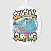 Winter Surfer Zeemeeuw, Zeemeeuw Surfen, Zeemeeuw Ornament (voorkant)