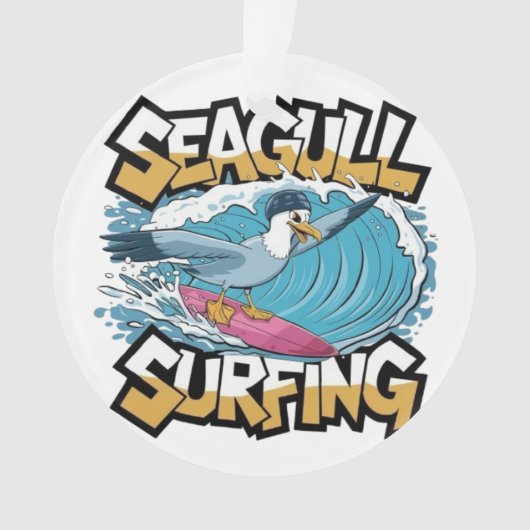Winter Surfer Zeemeeuw, Zeemeeuw Surfen, Zeemeeuw Ornament (voorkant)