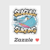 Winter Surfer Zeemeeuw, Zeemeeuw Surfen, Zeemeeuw Sticker (Vel)