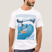 Winter Surfer Zeemeeuw, Zeemeeuw Surfen, Zeemeeuw T-shirt (Voorkant)