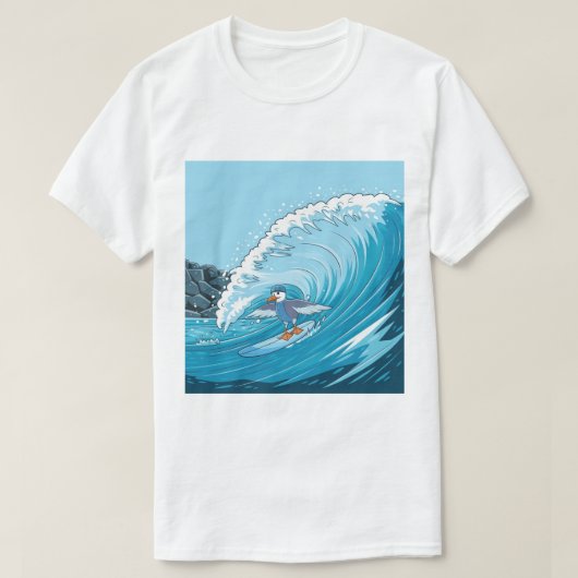 Winter Surfer Zeemeeuw, Zeemeeuw Surfen, Zeemeeuw  T-shirt (Design voorkant)