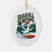 Winter Surfmeeuw, Kerstmeeuw Keramisch Ornament (Rechts)