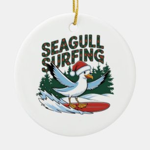 Winter Surfmeeuw, Kerstmeeuw Keramisch Ornament