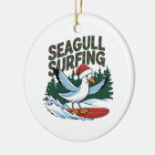 Winter Surfmeeuw, Kerstmeeuw Keramisch Ornament (Links)