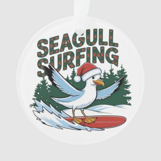 Winter Surfmeeuw, Kerstmeeuw Ornament (voorkant)