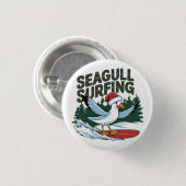 Winter Surfmeeuw, Kerstmeeuw Ronde Button 3,2 Cm (Voorkant /achterkant)