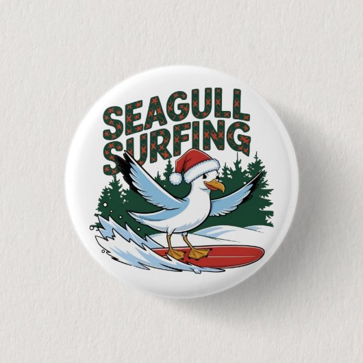 Winter Surfmeeuw, Kerstmeeuw Ronde Button 3,2 Cm (Voorkant)