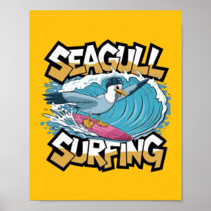 Winter Surfmeeuw, Meeuw Surft, Meeuw Poster