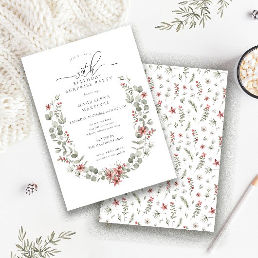 Winter Surprise Party Greenery 30e verjaardag Kaart