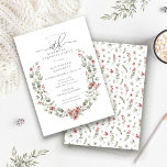 Winter Surprise Party Greenery 40e verjaardag Kaart<br><div class="desc">Het moderne salie groene waterverf Boho botanische lijst is geaccentueerd met kleine poinsettia bloemen.</div>