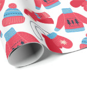 Winter Sweater Red Blue White Cadeaupapier (Rol Hoek)