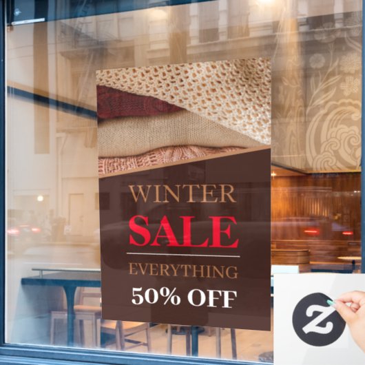 Winter Sweater Sale Custom Window Cling Raamsticker (Cafe Raam)