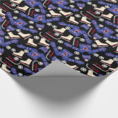 Winter Sweater Sets en Schaatsen op zwart Cadeaupapier (Hoek)