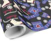 Winter Sweater Sets en Schaatsen op zwart Cadeaupapier (Rol Hoek)