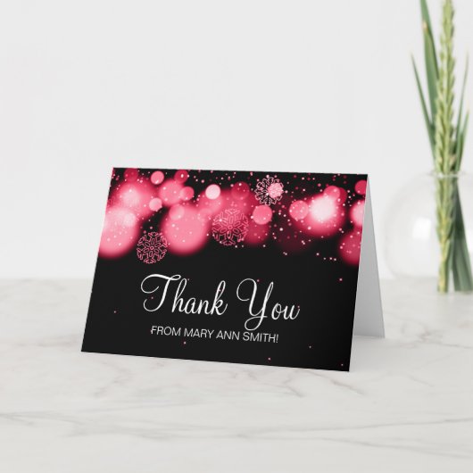 Winter Sweet 16 Bedankt Red Bokeh Lights (Voorkant)