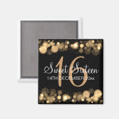 Winter Sweet 16 Birthday Party Gold Bokeh Lights Magneet (Voorkant / Achterkant)