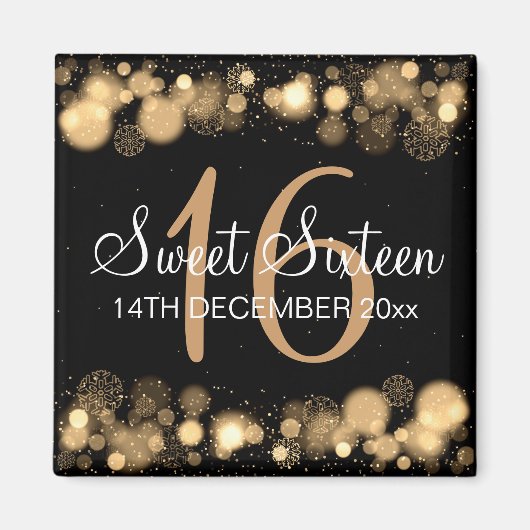Winter Sweet 16 Birthday Party Gold Bokeh Lights Magneet (Voorkant)