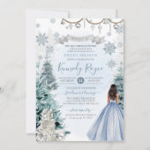 Winter Sweet 16 Holiday Birthday Silver en Blue Kaart (Voorkant)