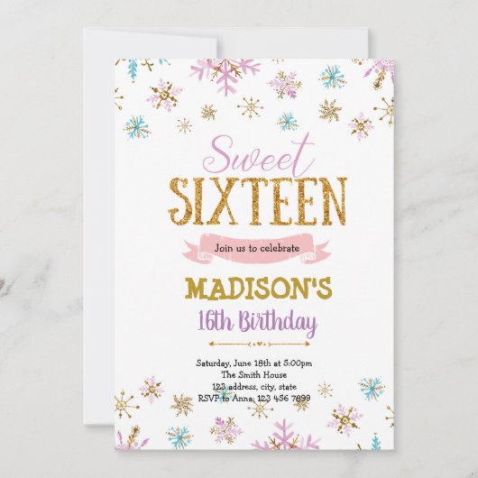 Winter sweet 16 uitnodiging (Voorkant)