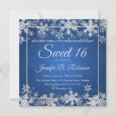 Winter Sweet 16 Verjaardag Blauw Zilver Sneeuwvlok Kaart (Voorkant)