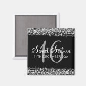 Winter Sweet 16 Verjaardagsfeestje Sparkles Zilver Magneet (Voorkant / Achterkant)