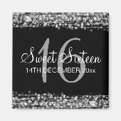 Winter Sweet 16 Verjaardagsfeestje Sparkles Zilver Magneet (Voorkant)