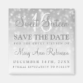 Winter Sweet 16 Verjaardagsfeestje Zilveren Bokeh Magneet (Voorkant)