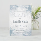 Winter Sweet Sixteen Invitation – Soft Snowflakes Kaart (Staand voorkant)
