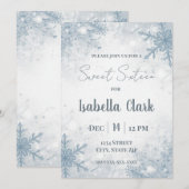 Winter Sweet Sixteen Invitation – Soft Snowflakes Kaart (Voorkant / Achterkant)