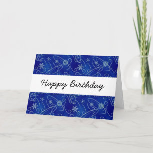 Winter Swirls & Snowflakes Happy Birthday Kaart