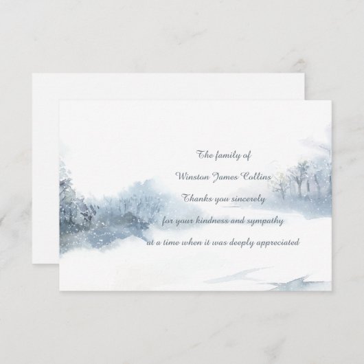 Winter Sympathie Dank u wel Bedankkaart (Voorkant / Achterkant)