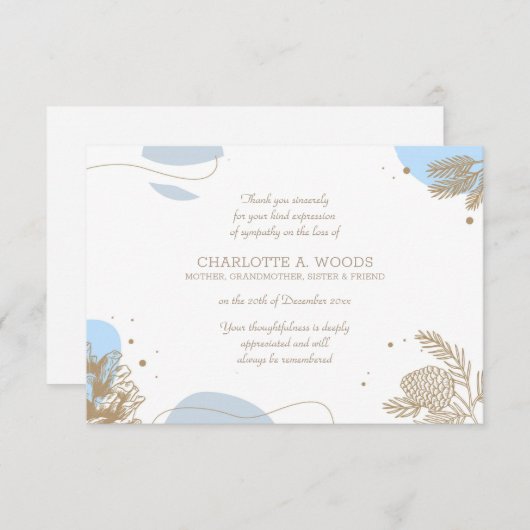 Winter Sympathie Dank u wel Bedankkaart (Voorkant / Achterkant)