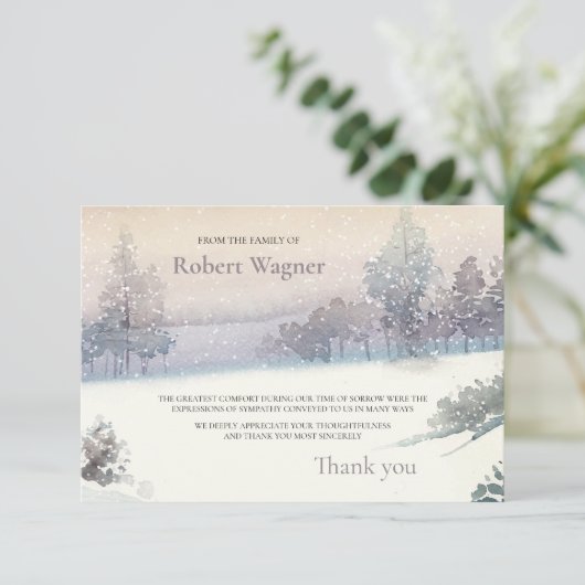 Winter Sympathie Dank u wel Kaart (Staand voorkant)