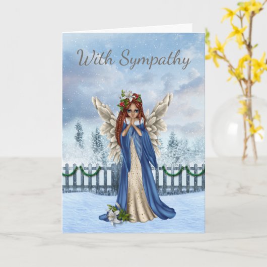 Winter Sympathy Card voor Angel Kaart (Gele Bloem)
