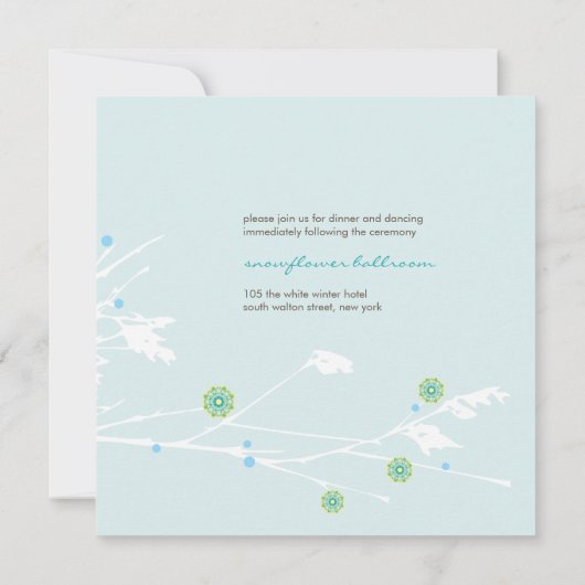 Winter tak sneeuw bloem bruiloft uitnodiging (Achterkant)