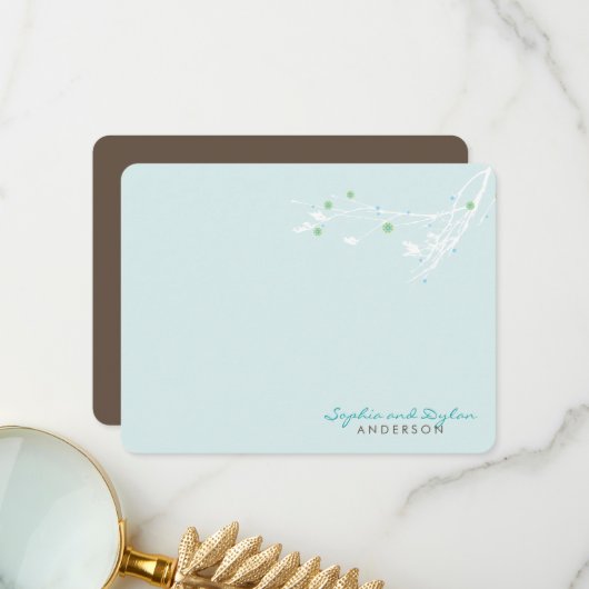 Winter tak sneeuwbloem eenvoudige elegante bruilof bedankkaart (Voorkant / Achterkant in situ)