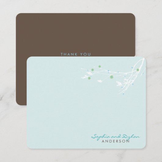 Winter tak sneeuwbloem eenvoudige elegante bruilof bedankkaart (Voorkant / Achterkant)