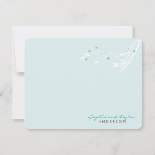 Winter tak sneeuwbloem eenvoudige elegante bruilof bedankkaart (Voorkant)