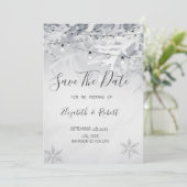 Winter Takken Sneeuw Bewaar De Datum Save The Date (Staand voorkant)