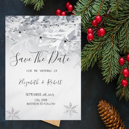 Winter Takken Sneeuw Bewaar De Datum Save The Date