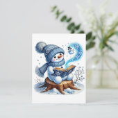 Winter Tales - Het verhaal van een sneeuwman Feestdagenkaart (Staand voorkant)