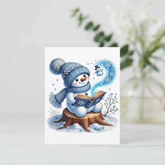 Winter Tales - Het verhaal van een sneeuwman Feestdagenkaart (Staand voorkant)