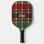 Winter Tartan Groene Festive Pickleball Paddle (Voorkant)