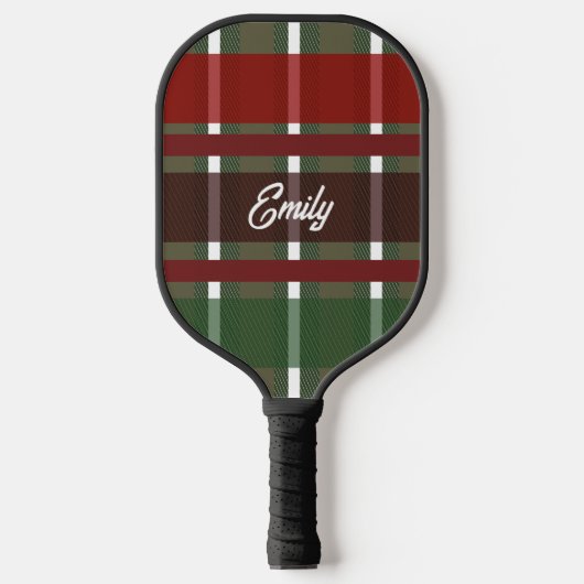Winter Tartan Groene Festive Pickleball Paddle (Voorkant)