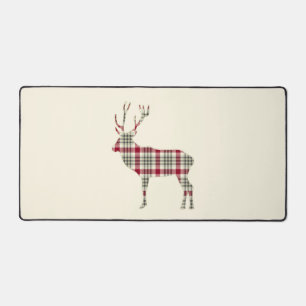 Winter Tartan Plaid Herten Silhouet Desk Mat