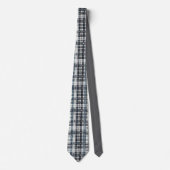 Winter Tartan with Christmas Tree Black White Stropdas (Voorkant)