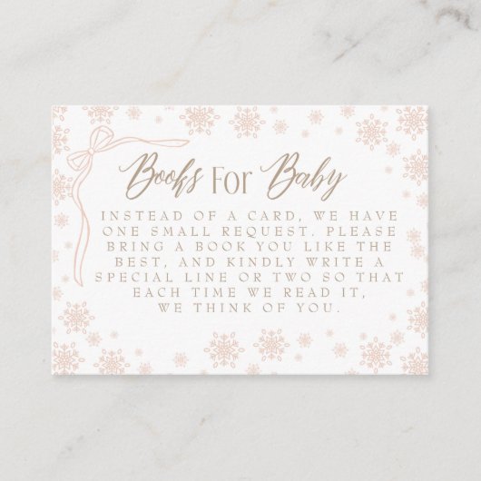Winter Taupe Boeken voor Baby Baby shower Informatiekaartje (Voorkant)