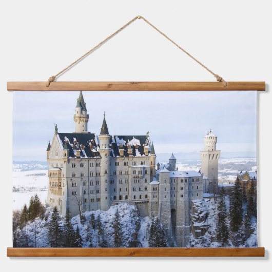 Winter te Neuschwanstein Castle, Duitsland, Beiere Hangend Wandkleed (Voorkant)