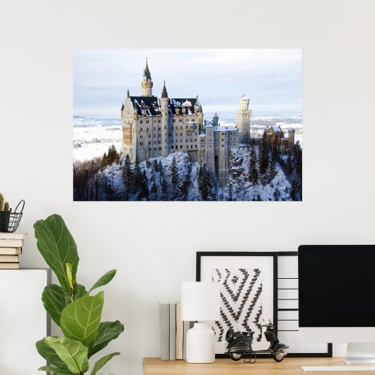Winter te Neuschwanstein Castle, Duitsland, Beiere Poster (Thuiskantoor)
