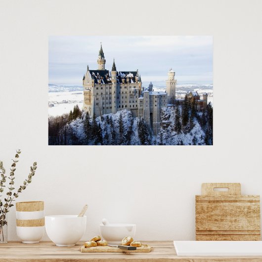 Winter te Neuschwanstein Castle, Duitsland, Beiere Poster (Keuken)